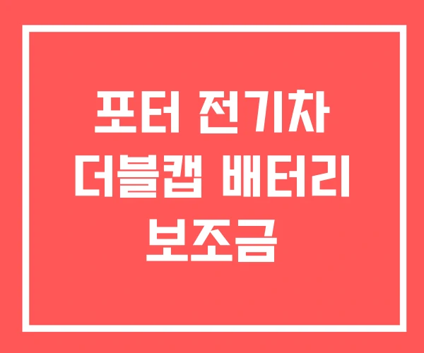 포터 전기차 더블캡 배터리 보조금