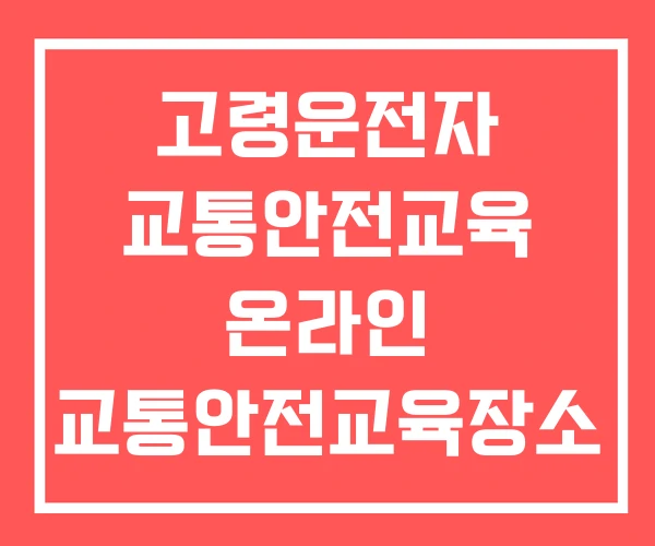 고령운전자 교통안전교육 온라인 교통안전교육장소