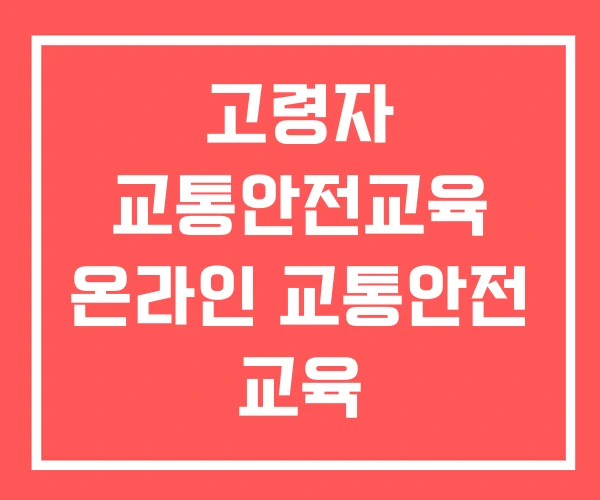 고령자 교통안전교육 온라인 교통안전 교육