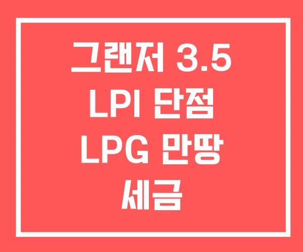 그랜저 3.5 LPI 단점 LPG 만땅 세금