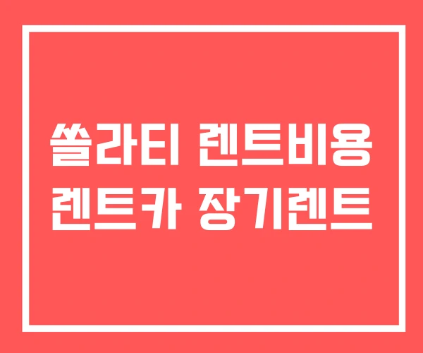 쏠라티 렌트비용 렌트카 장기렌트