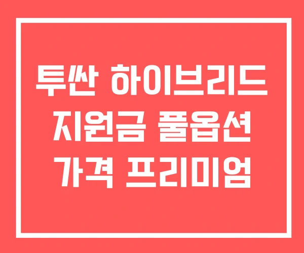 투싼 하이브리드 지원금 풀옵션 가격 프리미엄