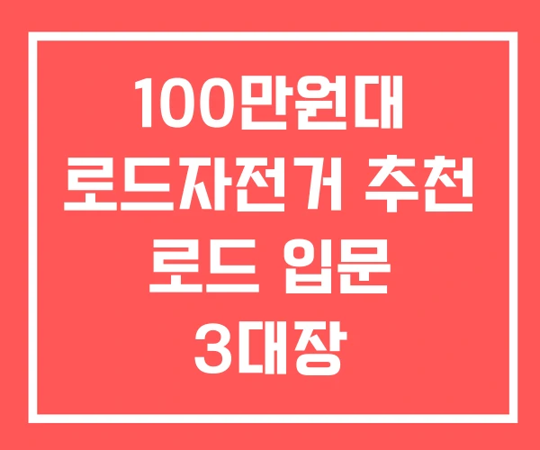 100만원대 로드자전거 추천 로드 입문 3대장