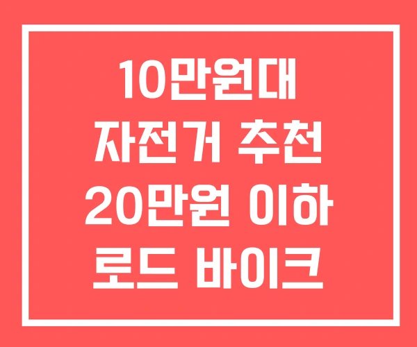 10만원대 자전거 추천 20만원 이하 로드 바이크