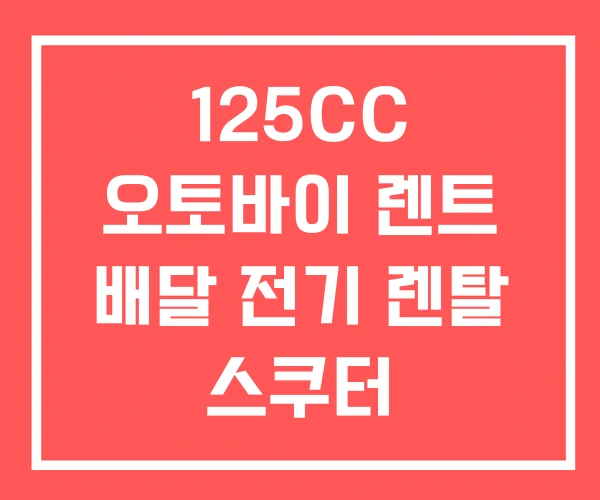 125CC 오토바이 렌트 배달 전기 렌탈 스쿠터