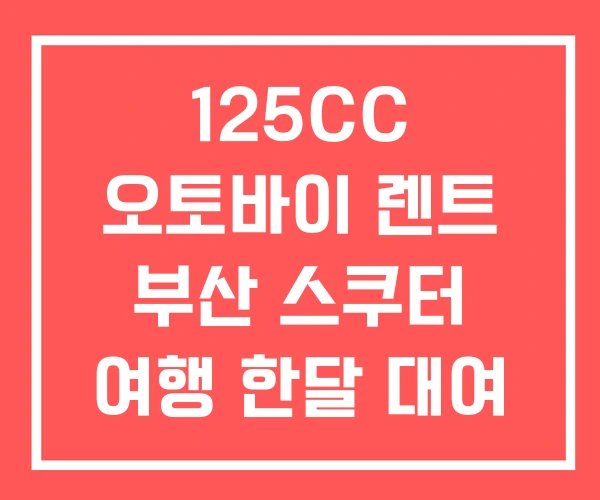 125CC 오토바이 렌트 부산 스쿠터 여행 한달 대여
