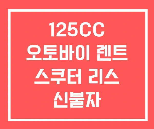 125CC 오토바이 렌트 스쿠터 리스 신불자