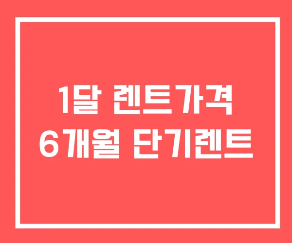 1달 렌트가격 6개월 단기렌트