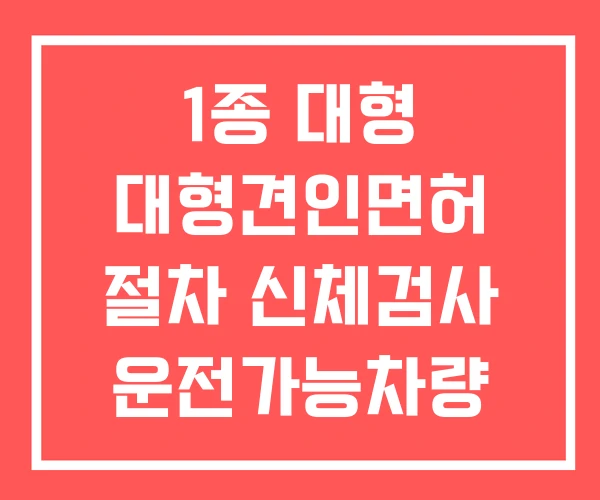 1종 대형 대형견인면허 절차 신체검사 운전가능차량