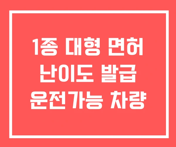 1종 대형 면허 난이도 발급 운전가능 차량