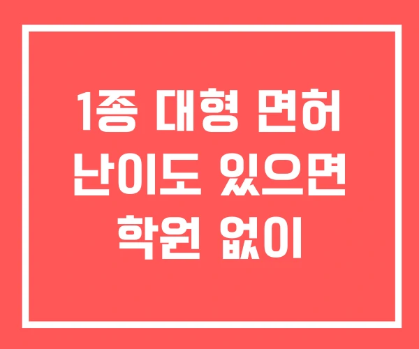 1종 대형 면허 난이도 있으면 학원 없이