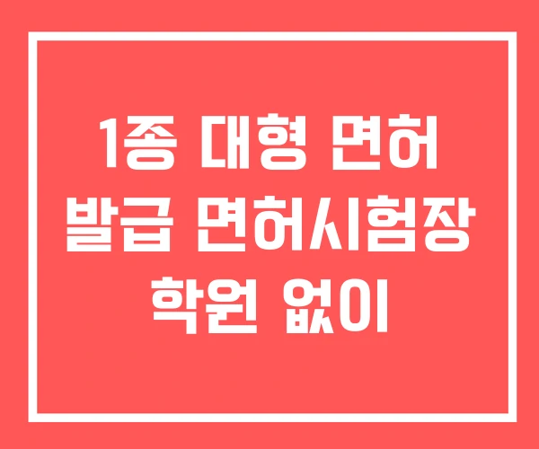 1종 대형 면허 발급 면허시험장 학원 없이