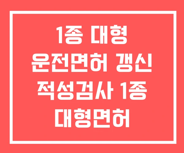 1종 대형 운전면허 갱신 적성검사 1종 대형면허 운전가능차량