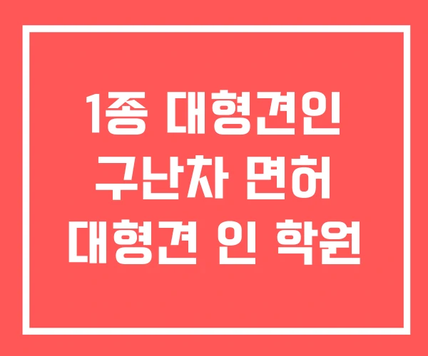 1종 대형견인 구난차 면허 대형견 인 학원
