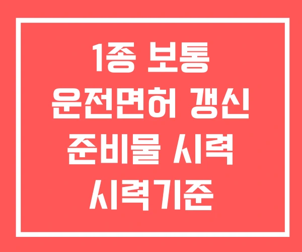 1종 보통 운전면허 갱신 준비물 시력 시력기준