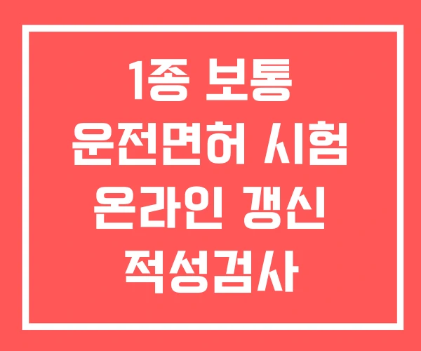 1종 보통 운전면허 시험 온라인 갱신 적성검사