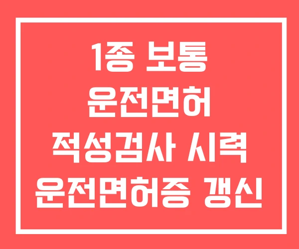 1종 보통 운전면허 적성검사 시력 운전면허증 갱신 온라인