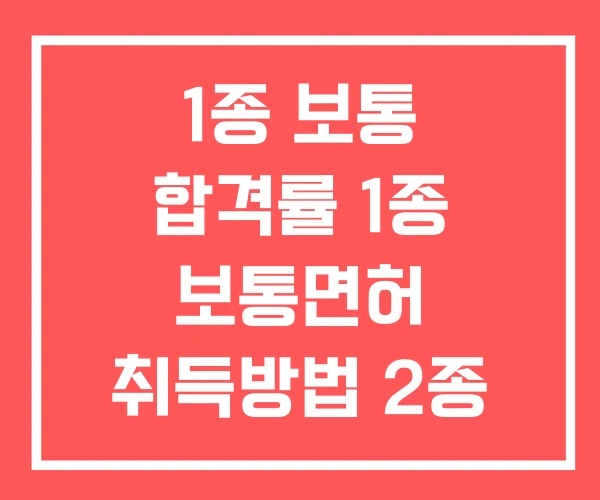 1종 보통 합격률 1종 보통면허 취득방법 2종 보통