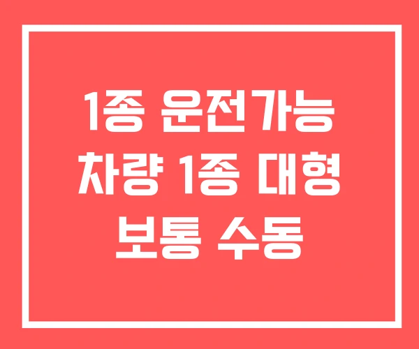 1종 운전가능 차량 1종 대형 보통 수동