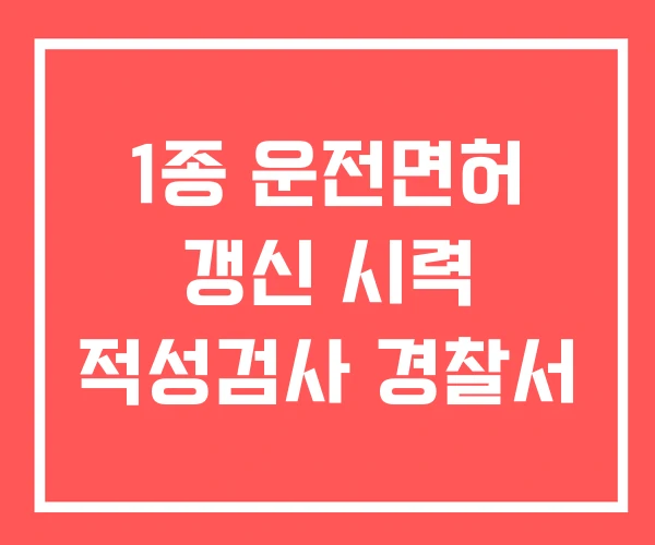 1종 운전면허 갱신 시력 적성검사 경찰서