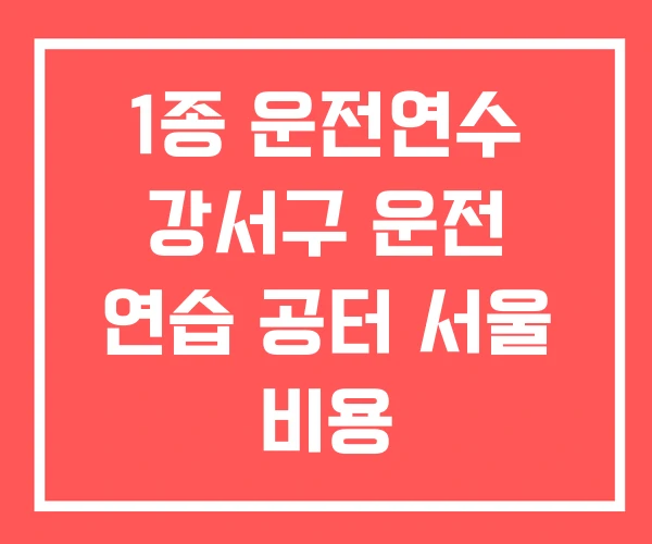 1종 운전연수 강서구 운전 연습 공터 서울 비용