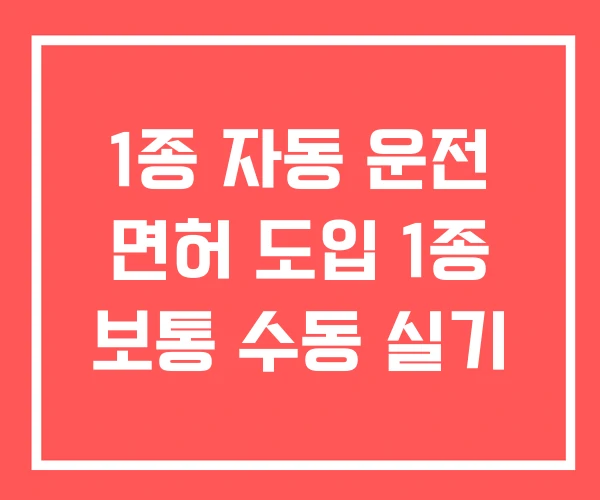 1종 자동 운전 면허 도입 1종 보통 수동 실기