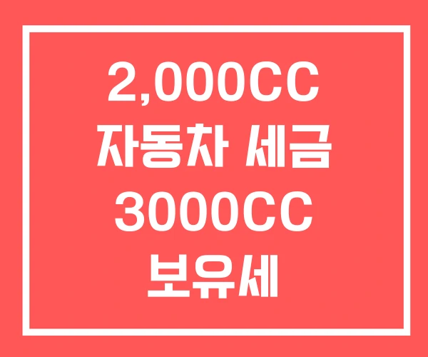 2,000CC 자동차 세금 3000CC 보유세