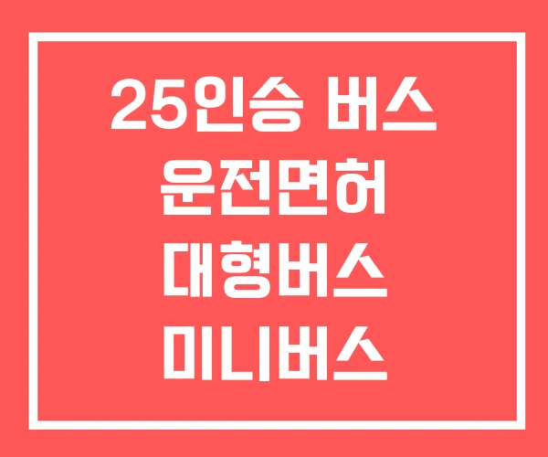 25인승 버스 운전면허 대형버스 미니버스
