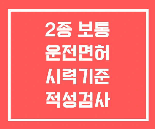 2종 보통 운전면허 시력기준 적성검사 직각주차 공식