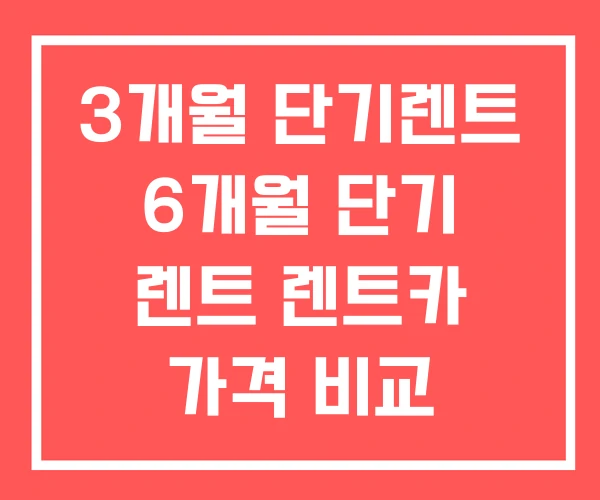 3개월 단기렌트 6개월 단기 렌트 렌트카 가격 비교