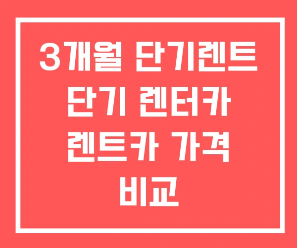 3개월 단기렌트 단기 렌터카 렌트카 가격 비교