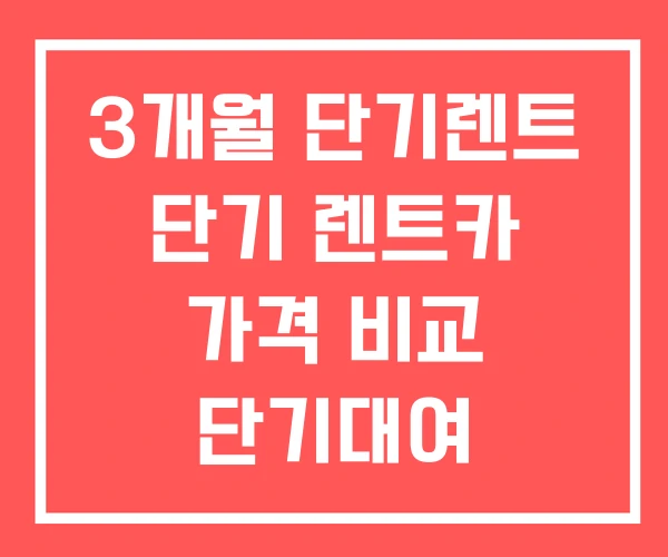 3개월 단기렌트 단기 렌트카 가격 비교 단기대여
