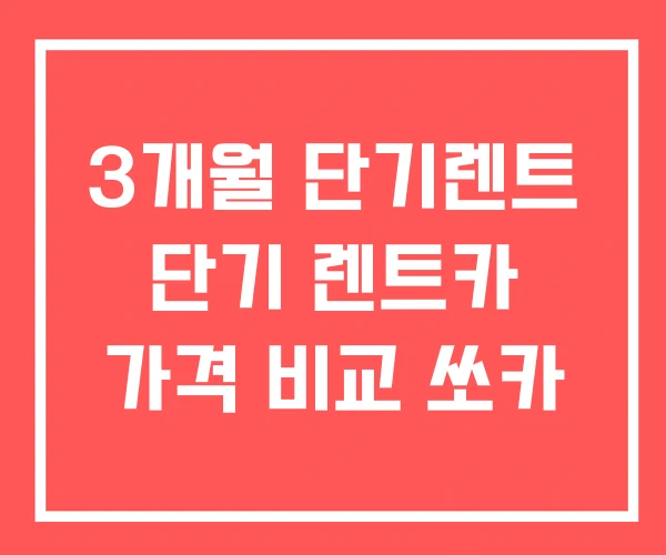 3개월 단기렌트 단기 렌트카 가격 비교 쏘카