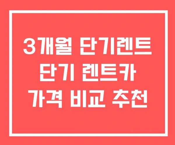 3개월 단기렌트 단기 렌트카 가격 비교 추천 3개월 단기렌트 단기 렌트카 가격 비교 추천
