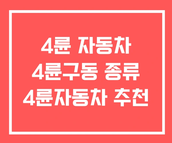 4륜 자동차 4륜구동 종류 4륜자동차 추천