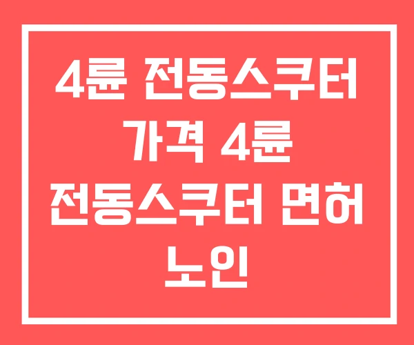 4륜 전동스쿠터 가격 4륜 전동스쿠터 면허 노인
