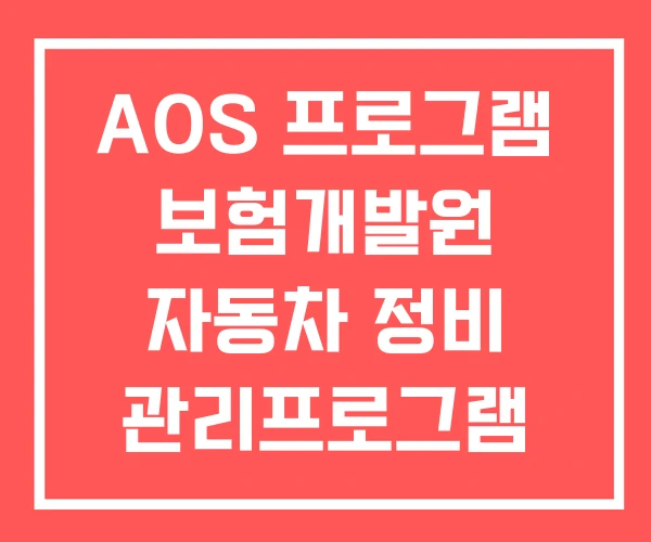 AOS 프로그램 보험개발원 자동차 정비 관리프로그램