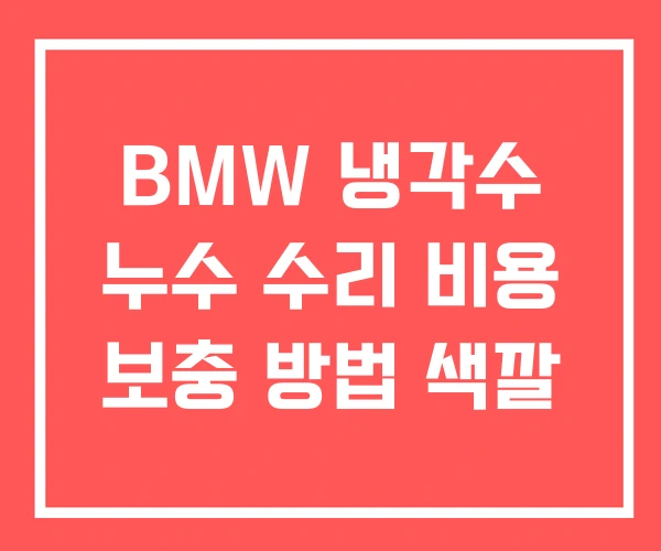 BMW 냉각수 누수 수리 비용 보충 방법 색깔