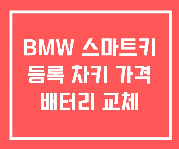 BMW 스마트키 등록 차키 가격 배터리 교체