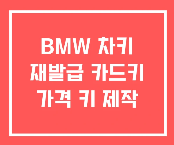 BMW 차키 재발급 카드키 가격 키 제작