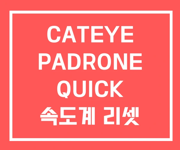 CATEYE PADRONE QUICK 속도계 리셋