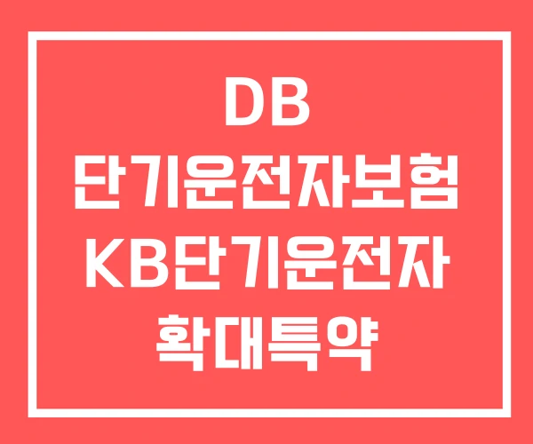 DB 단기운전자보험 KB단기운전자 확대특약