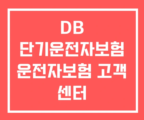 DB 단기운전자보험 운전자보험 고객 센터