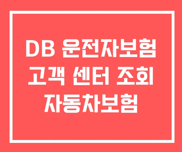 DB 운전자보험 고객 센터 조회 자동차보험