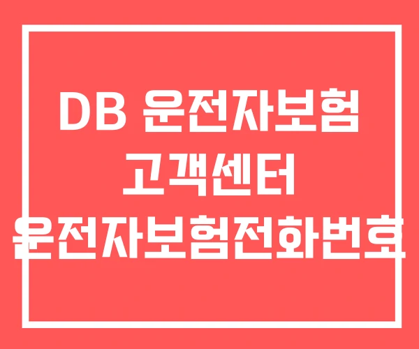 DB 운전자보험 고객센터 운전자보험전화번호