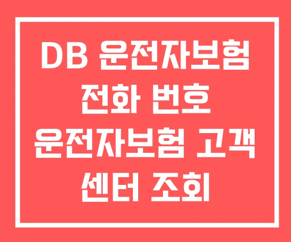 DB 운전자보험 전화 번호 운전자보험 고객 센터 조회 DB 운전자보험 전화 번호 운전자보험 고객 센터 조회