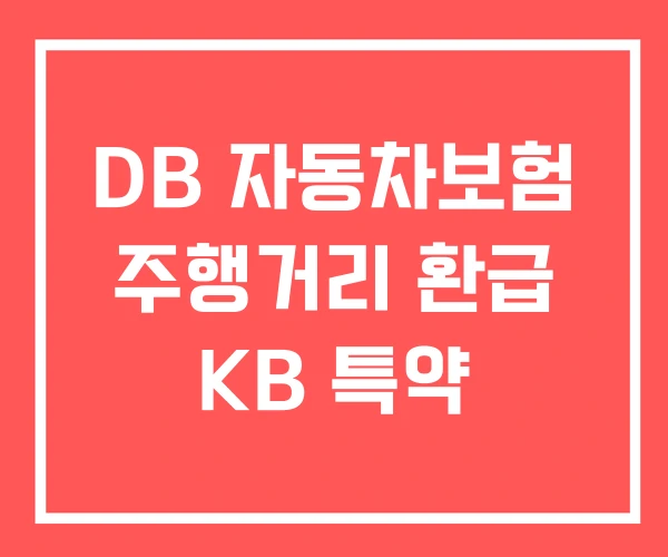 DB 자동차보험 주행거리 환급 KB 특약 DB 자동차보험 주행거리 환급 KB 특약