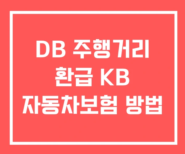 DB 주행거리 환급 KB 자동차보험 방법 DB 주행거리 환급 KB 자동차보험 방법