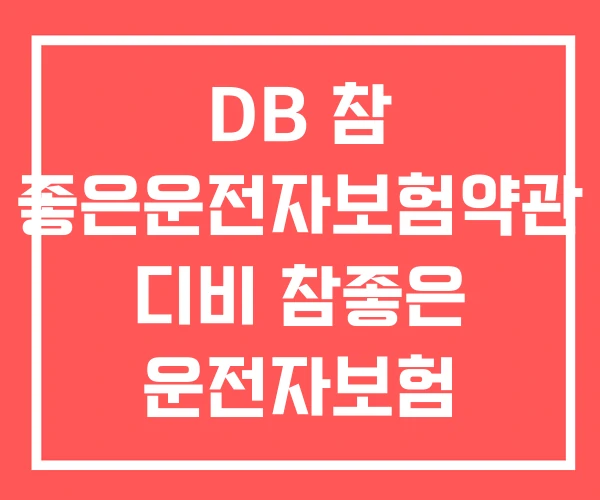 DB 참 좋은운전자보험약관 디비 참좋은 운전자보험 한문철