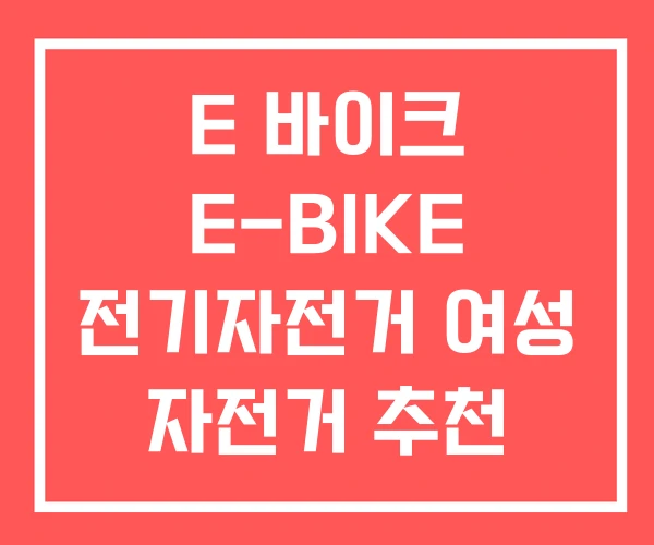 E 바이크 E-BIKE 전기자전거 여성 자전거 추천